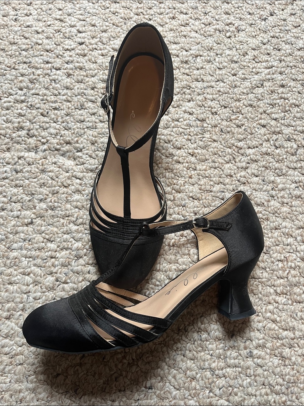 Ellie Black T-Strap Dress Heels